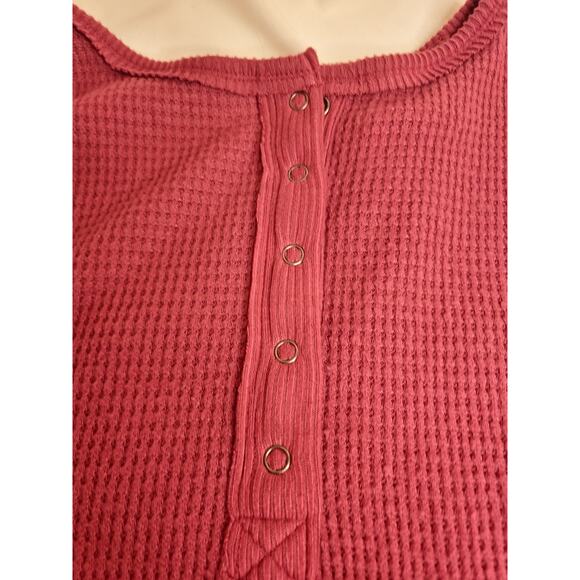 SO Waffle Knit Snap Henley Shirt - XS - Picture 4 of 7